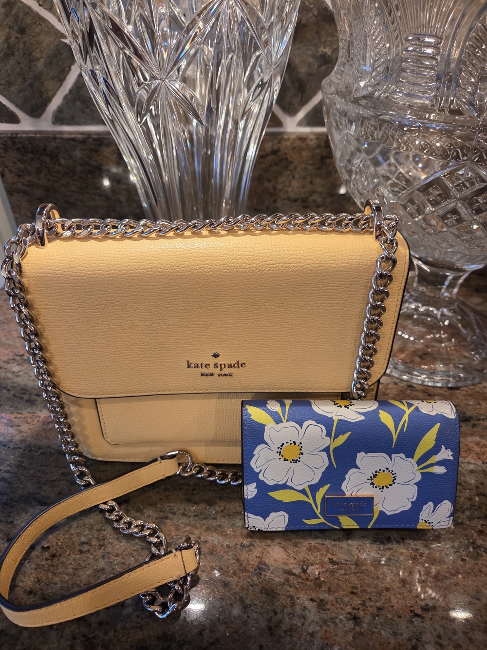 kate spade Yellow Leather Shoulder Bag And Wallett